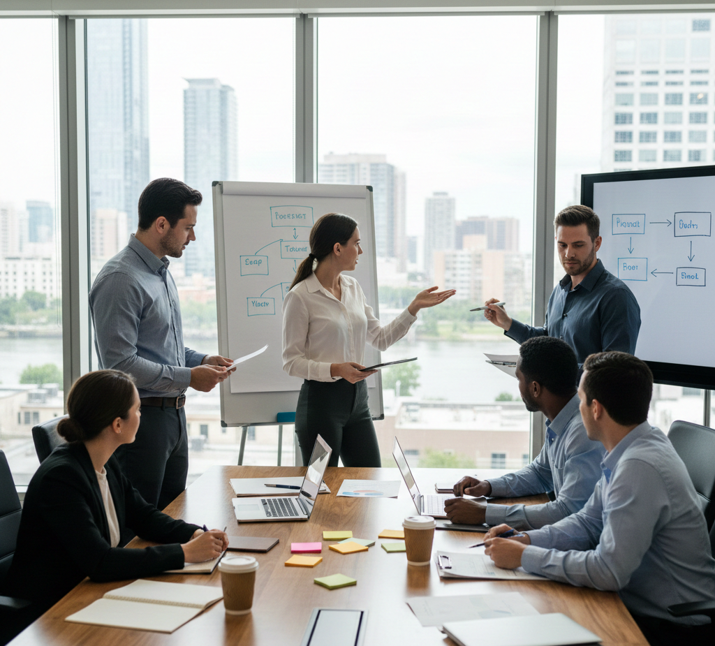 Projectmanagement team tijdens strategische planning sessie